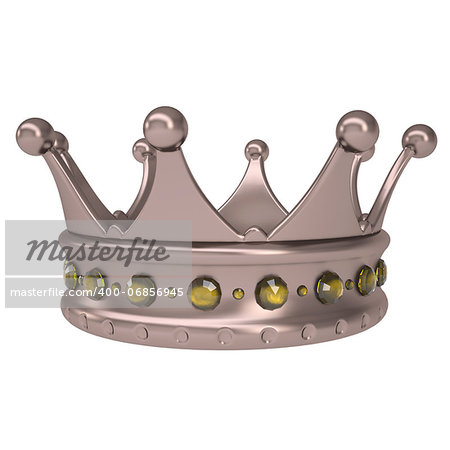 Bronze crown decorated with yellow sapphires. Isolated render on a white background