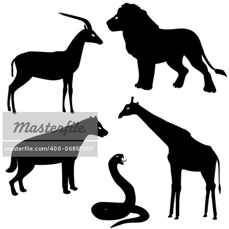 Vector set 2 of african animals silhouettes