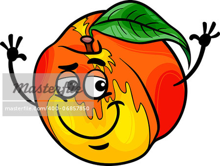 Cartoon Illustration of Funny Peach Fruit Food Comic Character