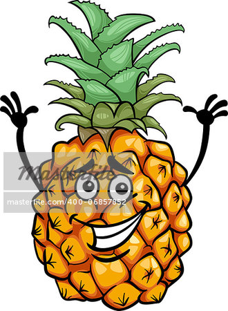 Cartoon Illustration of Funny Pineapple Fruit Food Comic Character