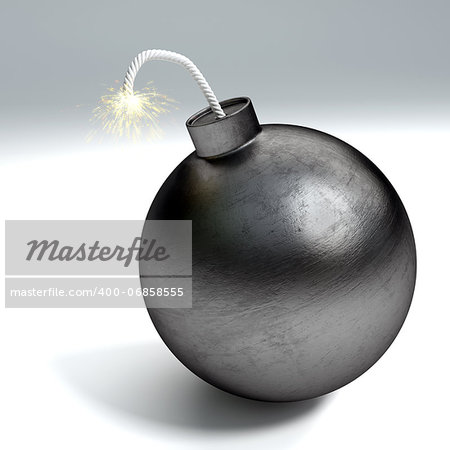 Cartoon style bomb with burning fuse