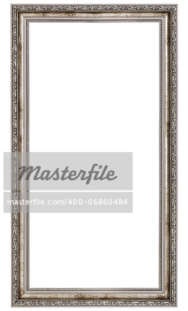 very long wooden frame isolated on white background