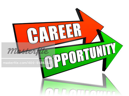 career opportunity - text in 3d arrows, business profession growth concept