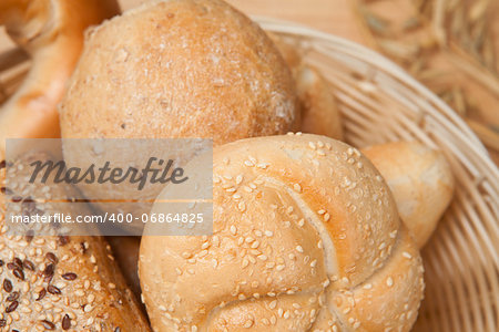 Multigrain bread lying in basket