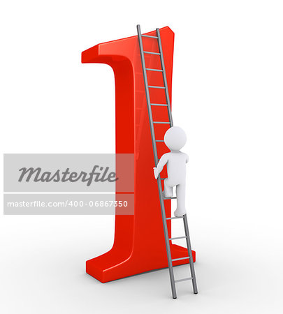 3d person is climbing a ladder that leads at the top of the number one