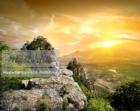 Mountains in the valley of ghosts. Crimea, Ukraine