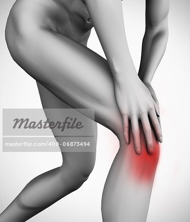 Knee pain on grey background