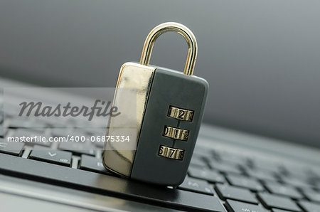 Padlock on computer keyboard. Concept of internet security.