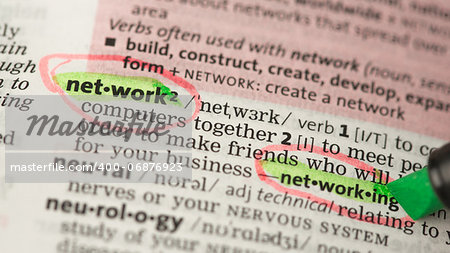 Network definition circled in red and highlighted in green in the dictionary