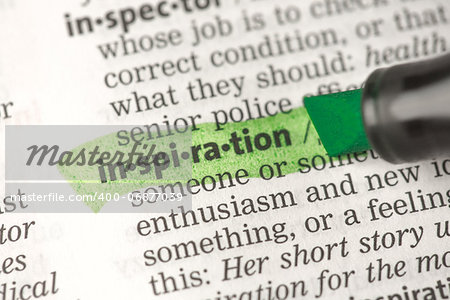 Inspiration definition highlighted in green in the dictionary