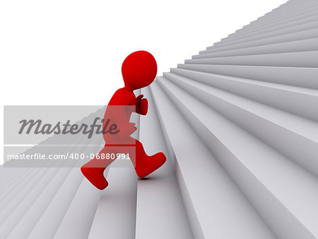 3d person is running on stairs upwards