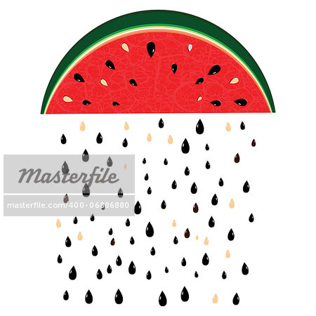 Watermelon rain fresh slices background. Red sweet juice pattern vector illustration.