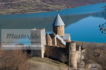 Ananuri castle complex is situated on Zhinvali Reservoir in Georgia. This is good combination of ancient architecture and rich landscape.