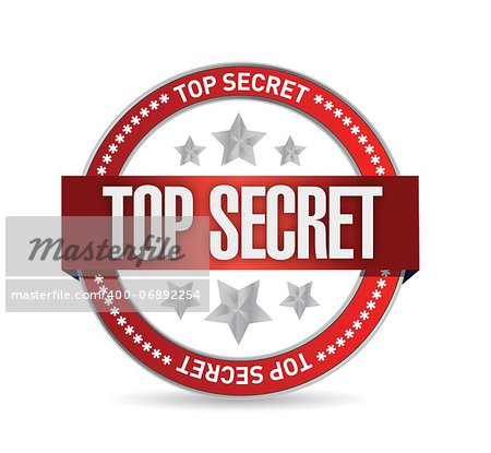 top secret seal stamp illustration design over a white background