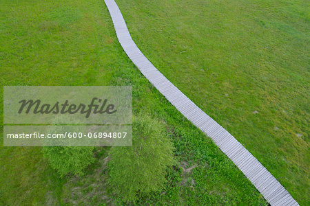 Aerial View of Boardwalk through Black Moor, UNESCO Biosphere Reserve, Rhon Mountains, Bavaria, Germany