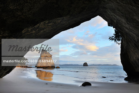 Rock Cave on Beach, Cathedral Cove, Hahei, Waikato, North Island, New Zealand