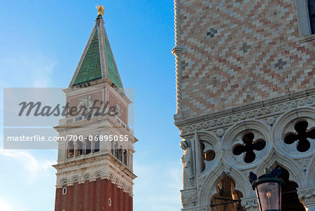 Campanile di San Marco (St. Mark's belltower) and Palazzo Ducale (Doges palace), Venice, UNESCO World Heritage Site, Veneto, Italy, Europe