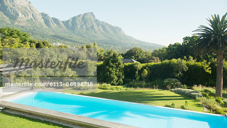 Luxury swimming pool with mountain view