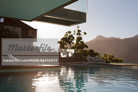 Luxury swimming pool with mountain view