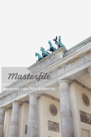 Low Angle View of Statues on Top of Brandenburg Gate (Brandenburger Tor), Berlin, Germany