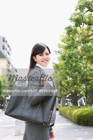 Businesswoman smiling at camera