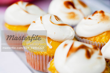 Lemon cupcakes topped with meringue