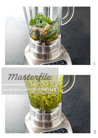 Making Pesto in a Blender