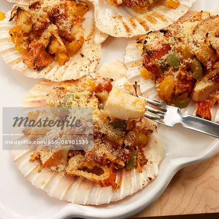 Brazilian Scallop Shells Stuffed with Crab and Coconut