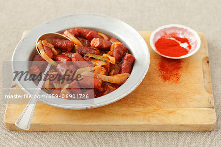 Sausage pieces in tomato sauce