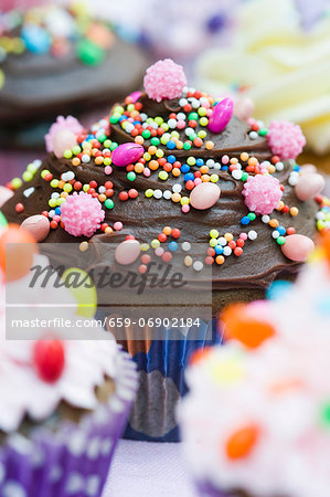 A chocolate cupcake for a party