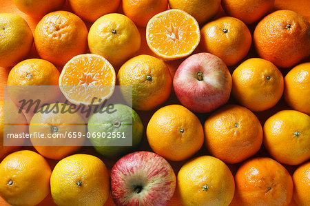 Still life in orange created with fruit