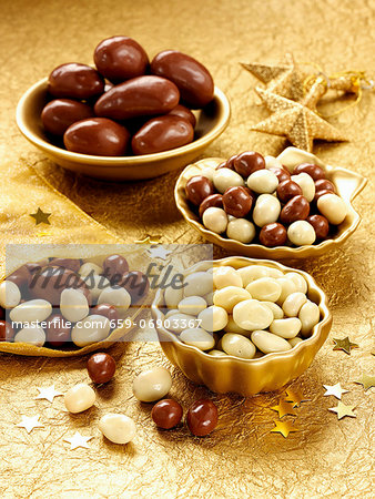 Assorted chocolate covered nuts, for Christmas