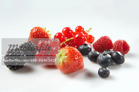 Blackberries, redcurrants, strawberries, blueberries and raspberries