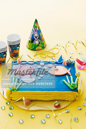 A sea-themed birthday cake for a child