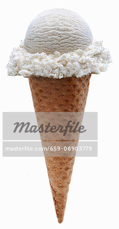 Vanilla Ice Cream Cone on a White Background