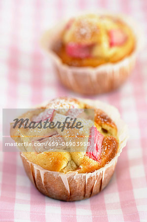 Rhubarb Muffins, selective focus