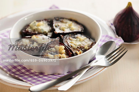 Baked Figs With Blue Cheese, selective focus