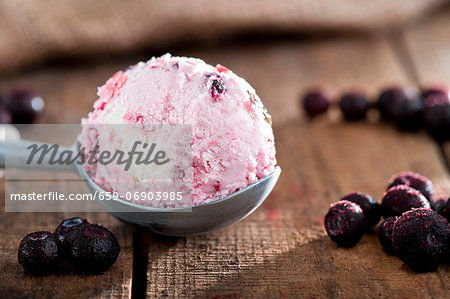 Blueberry ice cream and frozen blueberries Blueberry ice cream and frozen blueberries