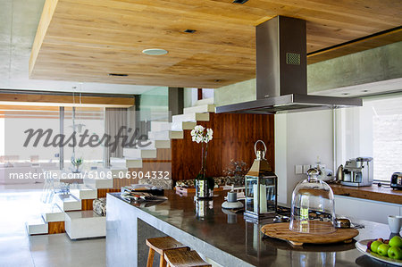 Interiors of a kitchen counter in a studio apartment