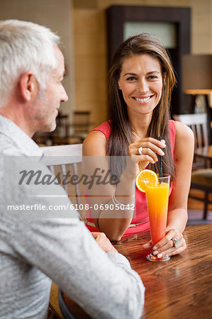 Couple enjoying drink in a restaurant