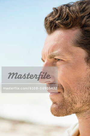 Close-up of a man on the beach
