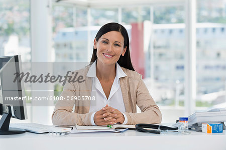 Portrait of a smiling receptionist in a doctor's office