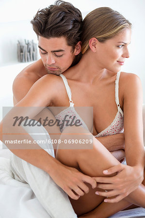 Romantic couple on the bed