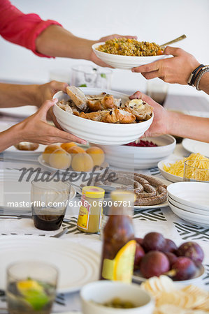 Friends having lunch at a dining table