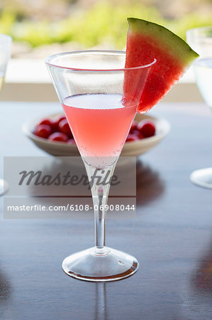 Close-up of a glass of watermelon martini