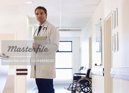 Doctor standing in hospital hallway