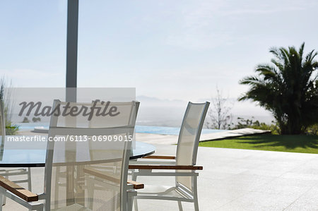 Chairs and table on modern porch