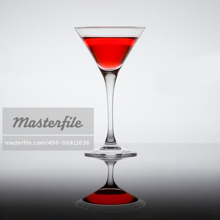 classic contemporary cocktail with display on the mirror