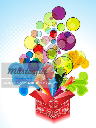 abstract explode magic box with floral vector illustration