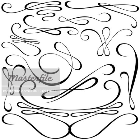 Calligraphic Design Elements - Black Illustration, Vector